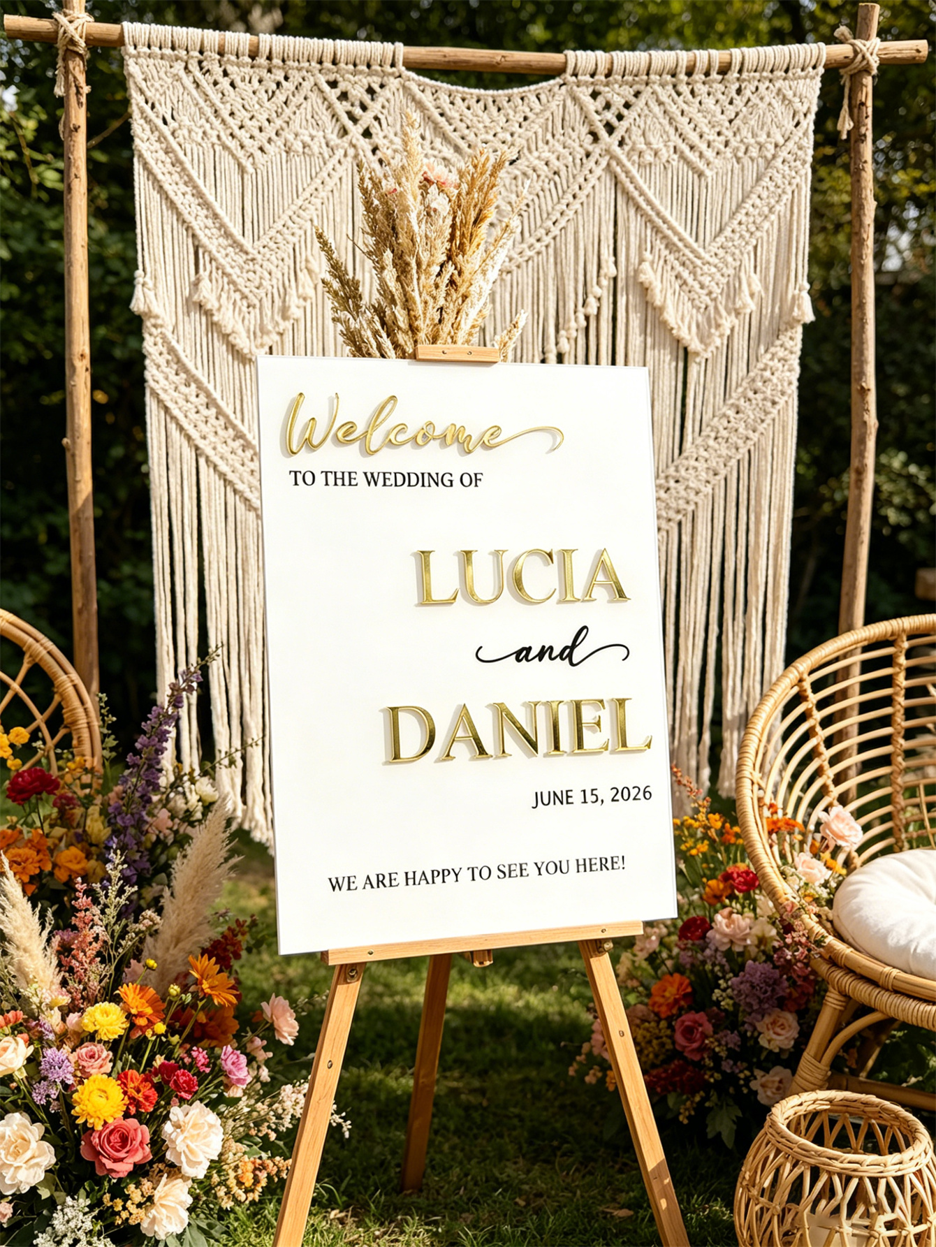 Wedding Welcome Sign - Personalized acrylic wedding welcome sign, modern and fashionable decoration of the wedding entrance. Welcome to our wedding sign